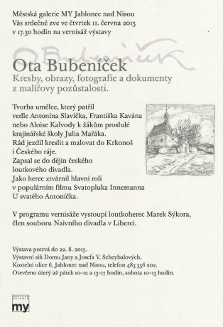 Ota Bubeníček Výstava 12.6. - 22.8. 2015