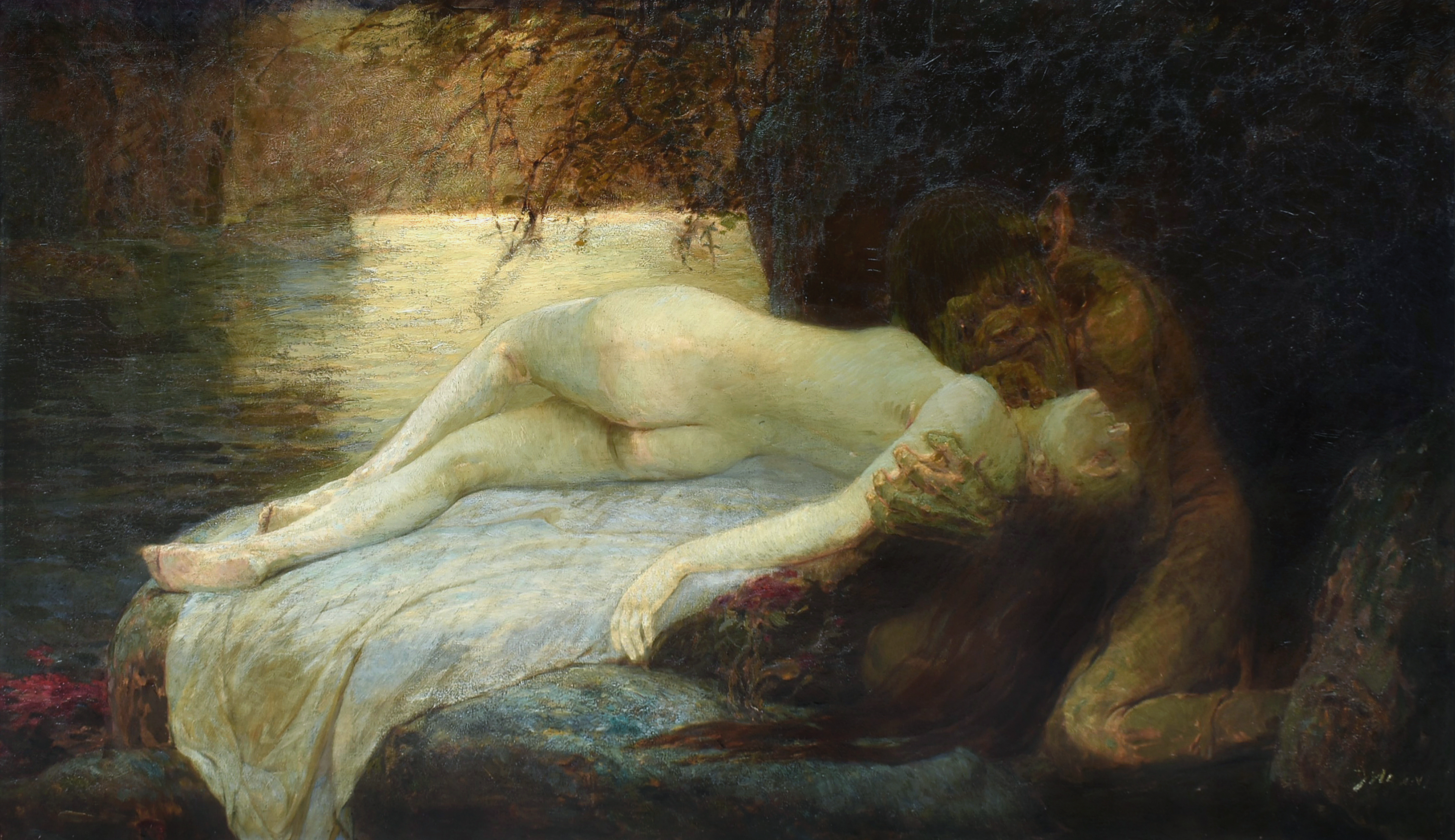 Josef Mandl - Utopená. Olej na plátně 77 x 135 cm