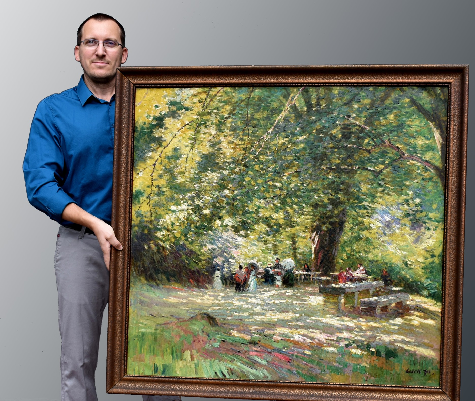 Lolek Stanislav - www.aukceobrazu.eu - AUKCE OBRAZŮ U NÁRODNÍ GALERIE - Zbraslav Společnost v lázeňském parku