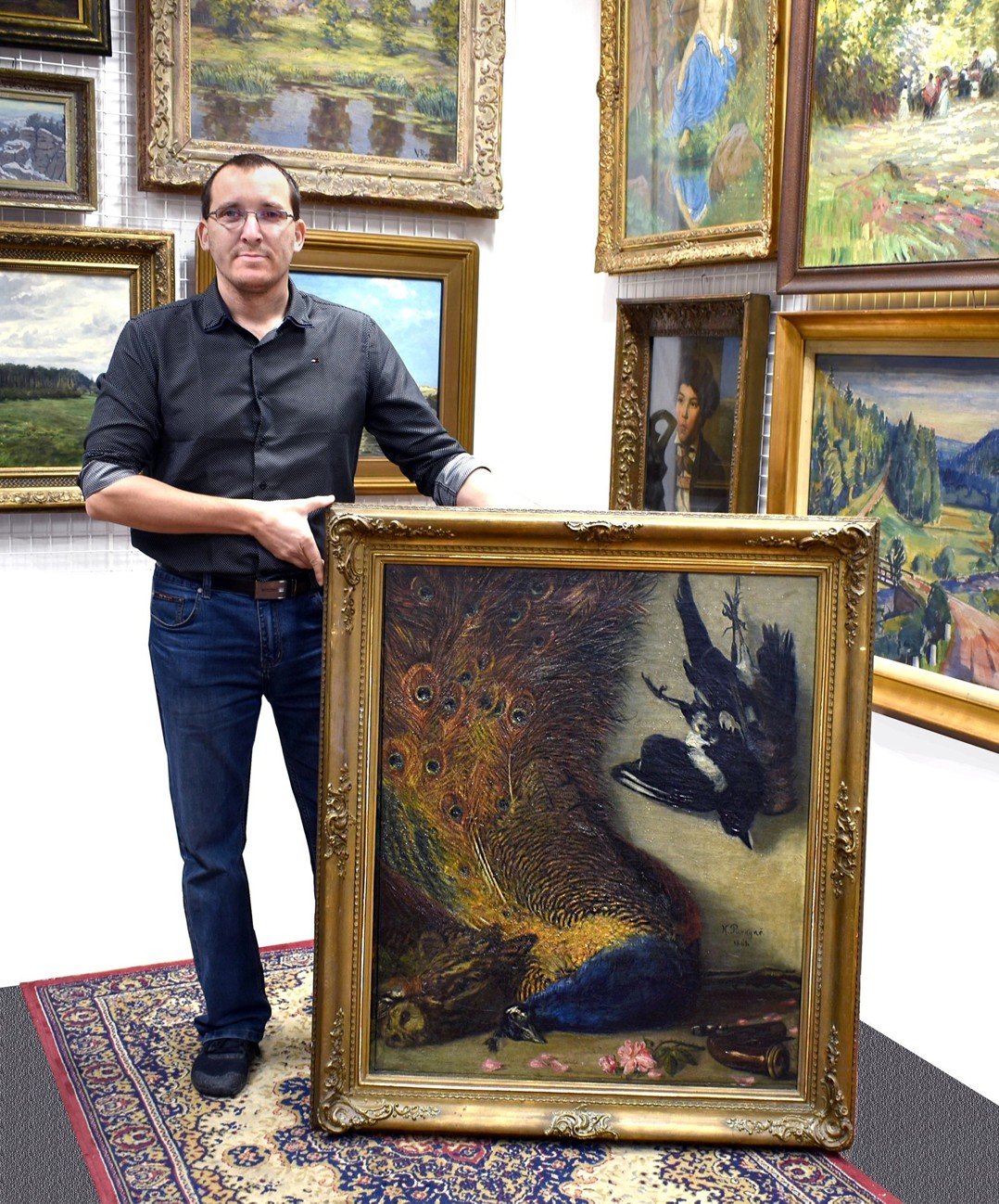 Karel Purkyně Zátiší s pávem. Aukce Zbraslav Aukce