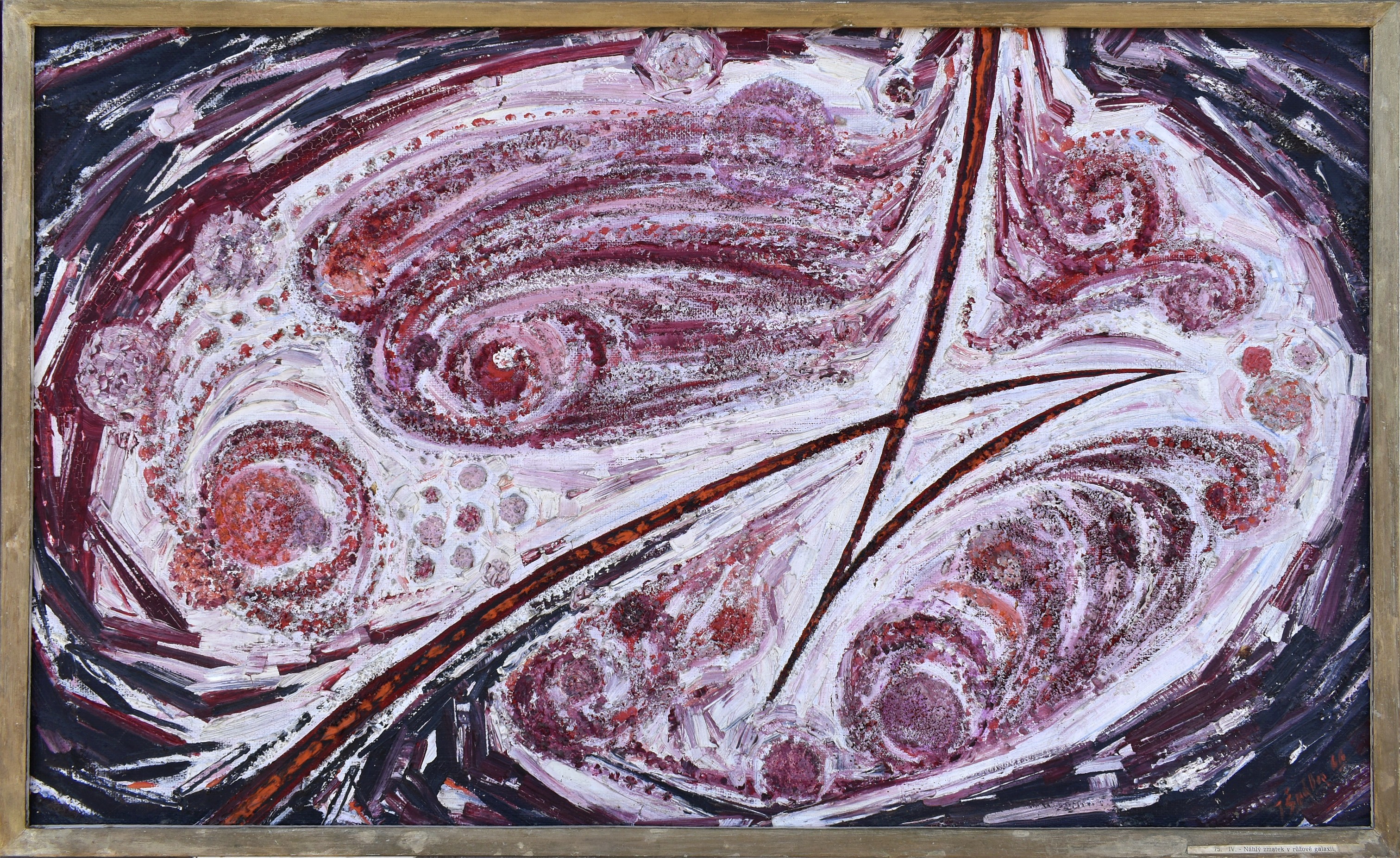 Jan Špála - Písně kosmické - Náhlý zmatek v růžové galaxii 49 x 81 cm